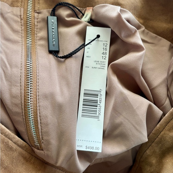 Elie Tahari brown suede skirt NWT Size 12 - Picture 7 of 7